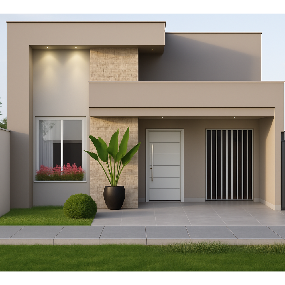 Planta de Casa Térrea 2 Quartos 1 Suíte - Projetos do Brasil
